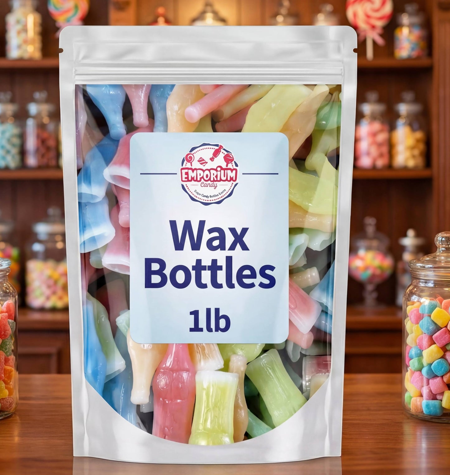 Wax Candy Bottles - Nostalgic Retro Assorted Fruity Liquid Inside Chewy Wax Bottles 1 lb in a Resealable Bag