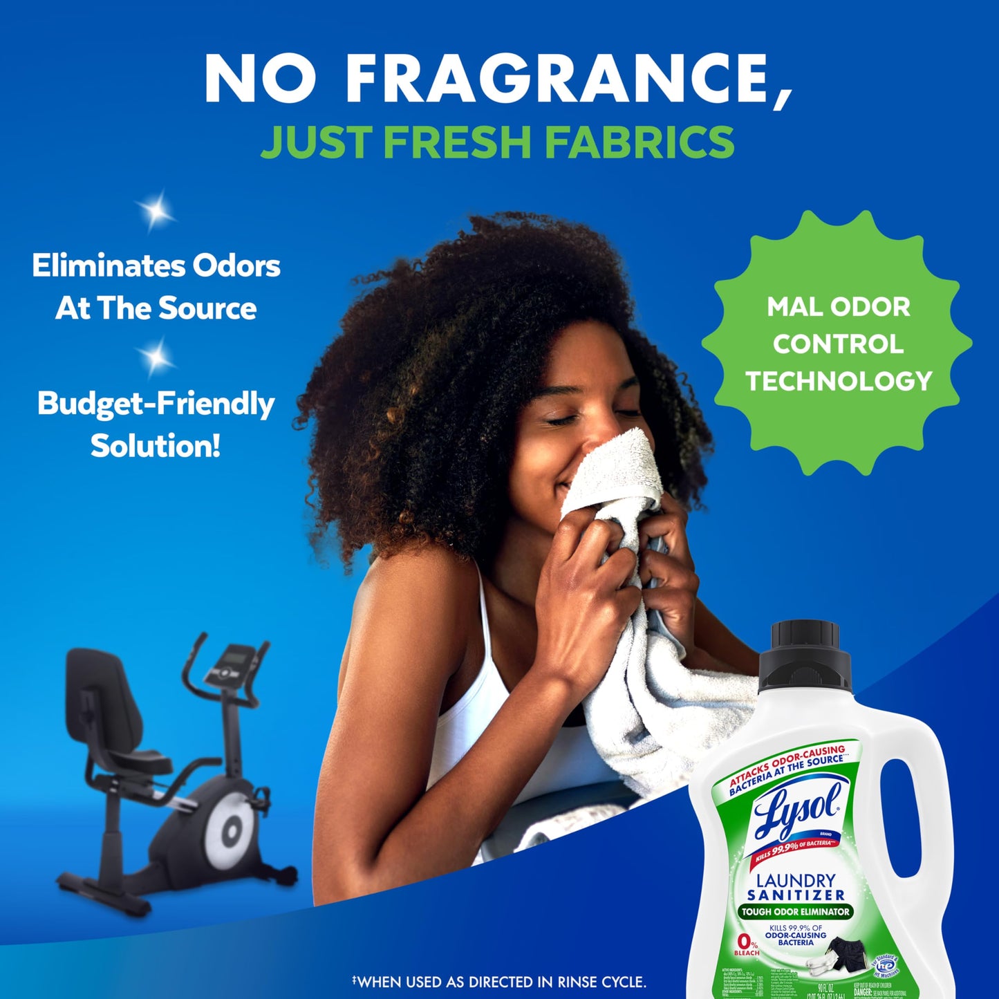 Lysol Tough Odor Eliminator Laundry Sanitizer Additive, Sanitizing Liquid for Gym Clothes and Activewear, 0% Bleach, Eliminates Odor Causing Bacteria
