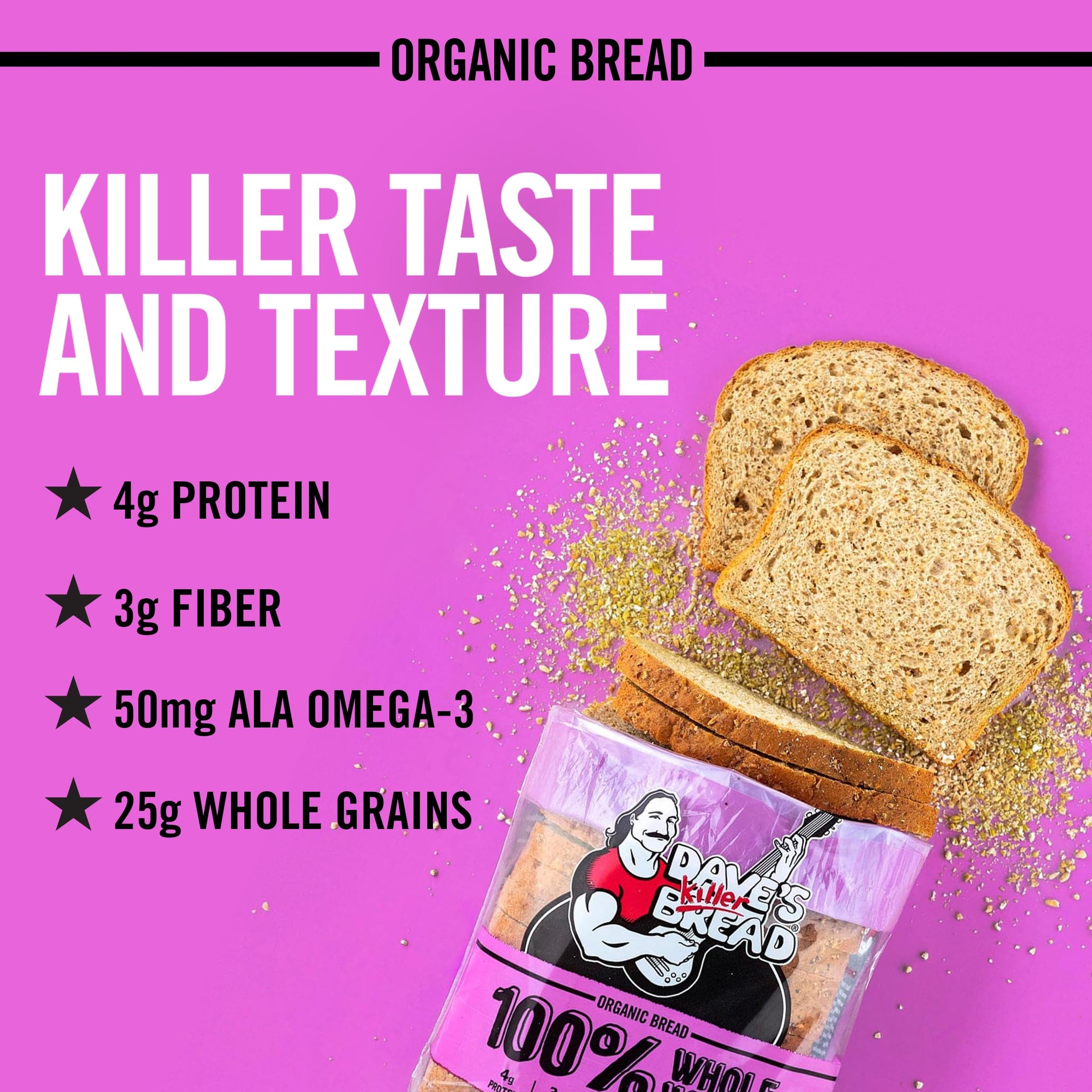 Dave's Killer Bread 100% Whole Wheat, Organic Whole Wheat Bread, 25 oz Loaf