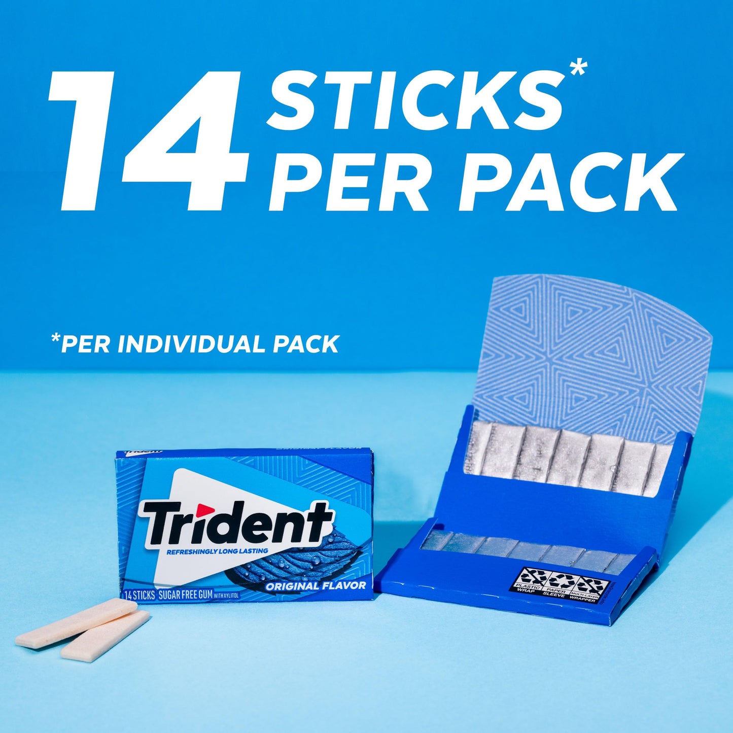 Trident Original Flavor Sugar-Free Chewing Gum, 14 Pieces (Pack of 24) (336 Total Pieces)