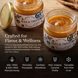 Bees & Trees New Zealand Manuka Honey - 550+ & 350+ MGO - Pure, Unpasteurized Monofloral Premium Superfood Raw Honey, Daily Wellness & Vitality