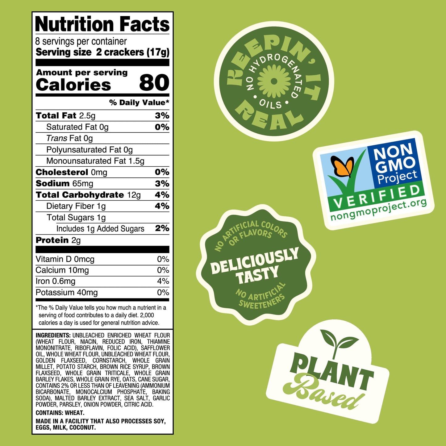 Back to Nature Multigrain Flatbread Crackers, Non-GMO, Plant-Based Snack Cracker, Made with Wheat Flour & Whole Grains, Snack Happy, 5oz Box