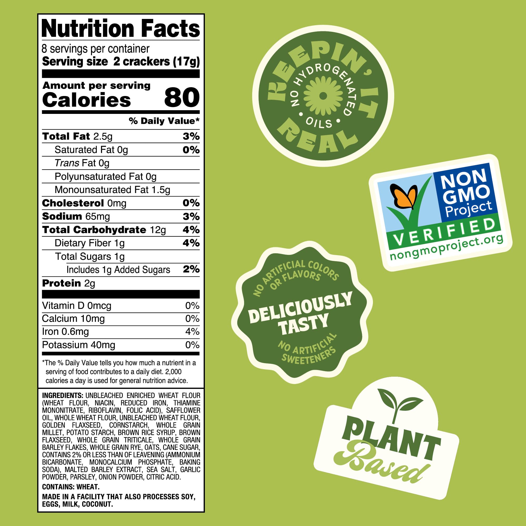 Back to Nature Multigrain Flatbread Crackers, Non-GMO, Plant-Based Snack Cracker, Made with Wheat Flour & Whole Grains, Snack Happy, 5oz Box