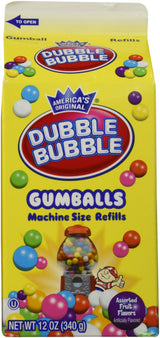Dubble Bubble Gumballs Machine Size Refills 12 oz. Carton