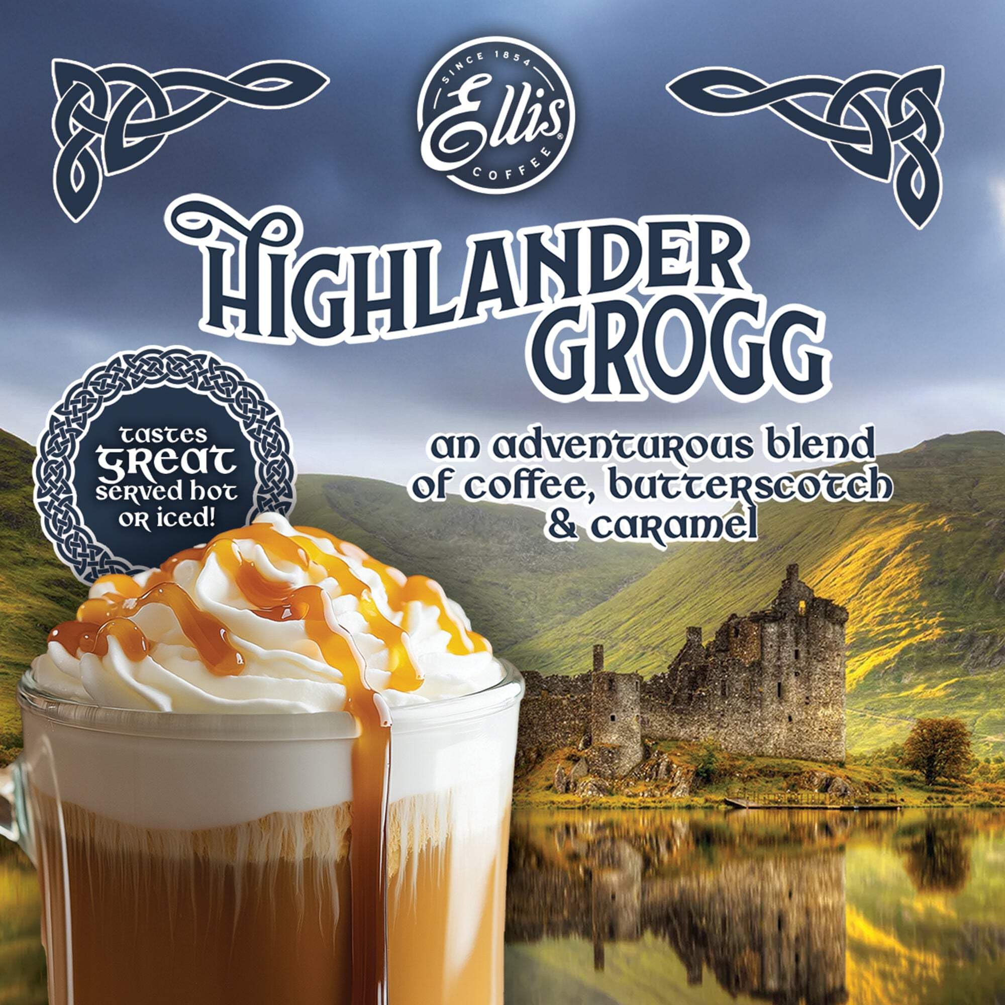 Ellis Coffee - Highlander Grogg - Flavored Single Serve Coffee Pods - For Use in Most K-cups and Keurig 2.0 Brewers - 24 Coffee Pods