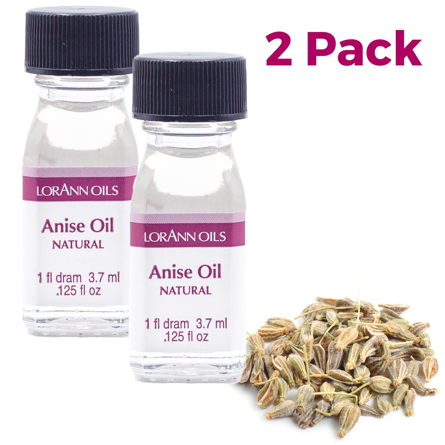 LorAnn Anise Oil Super StrengthNatural Flavor, 1 dram bottle (.0125 fl oz - 3.7 ml) - 2 pack