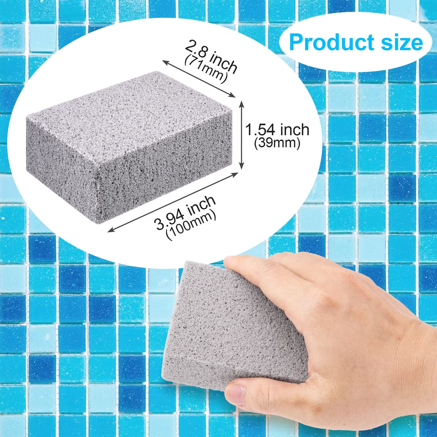 Pndeyo Pools Pumice Stone for Cleaning 2pcs, Pumice Stone for Pool Tile Toilet Bowl Bathtubs Kitchen Sink BBQ Grills Cleaning Calcium Remover Rust
