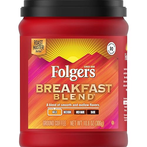 Folgers Breakfast Blend Mild Roast Ground Coffee, 10.8 Ounces