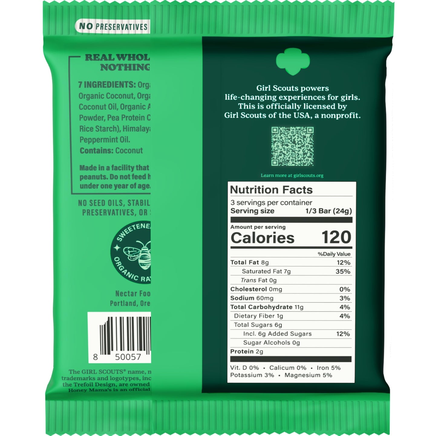 Honey Mama's, Girl Scout Thin Mints Chocolate Fudge Bars, NO Refined Sugar, Gluten Free, Dairy Free, Soy Free, NO Seed Oils, Paleo, 2.5 Ounce