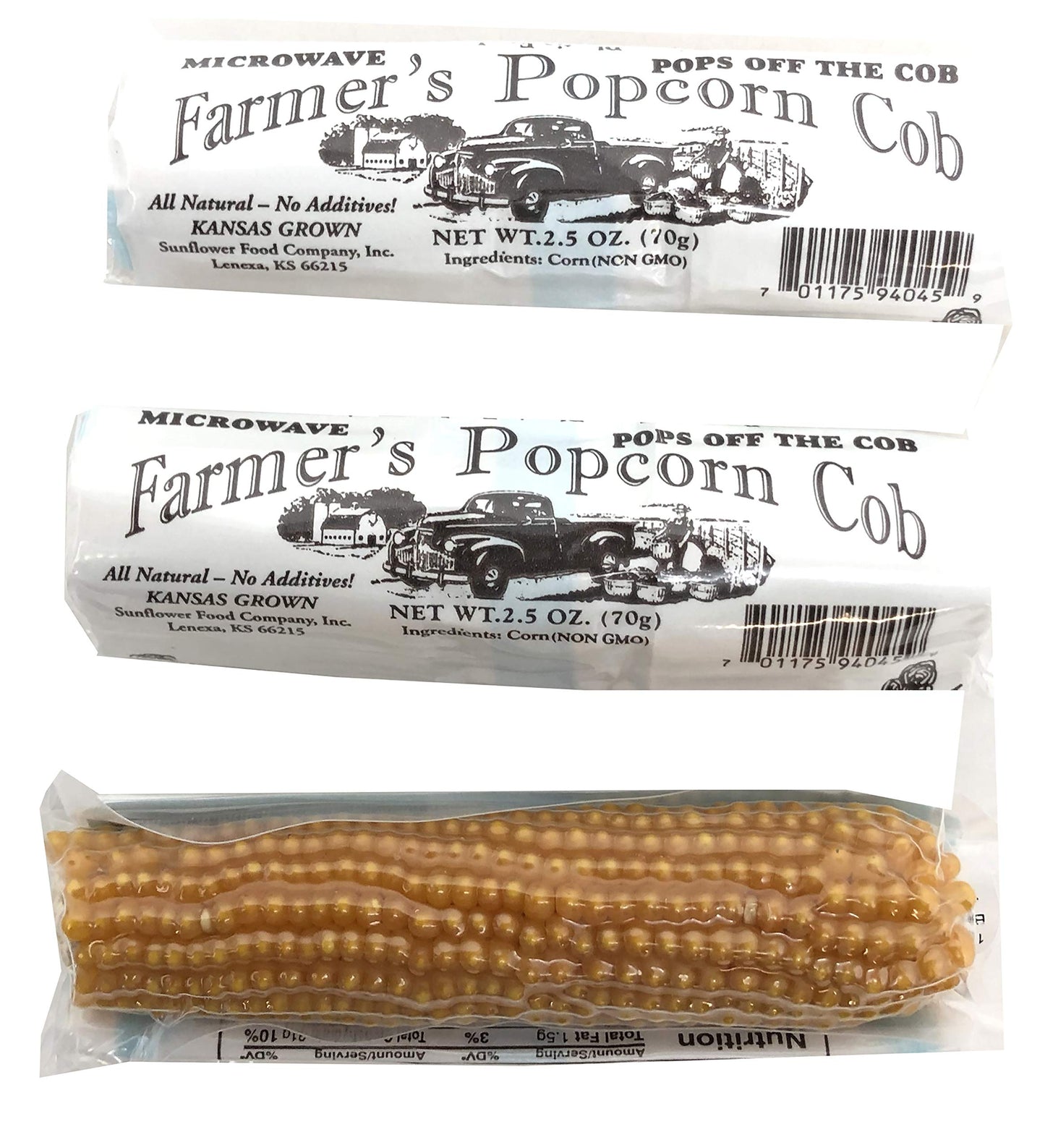 Farmers Popcorn Cob - Microwave Popcorn That Pops Off the Cob - Pack of 3 - All Natural, No Additives, Kansas Grown, Non-GMO Popcorn - 2.5 Ounce