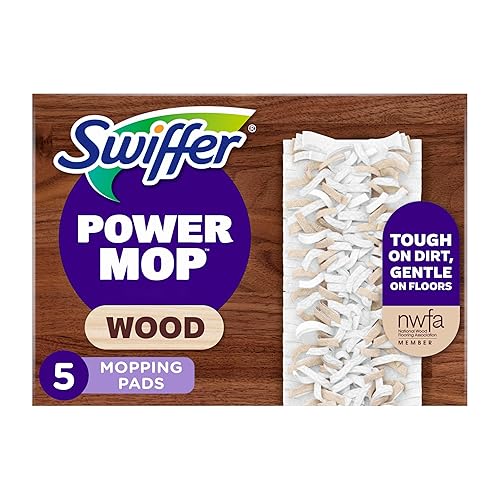 Swiffer PowerMop Wood Mopping Pad Refills for Floor Cleaning, 5 count