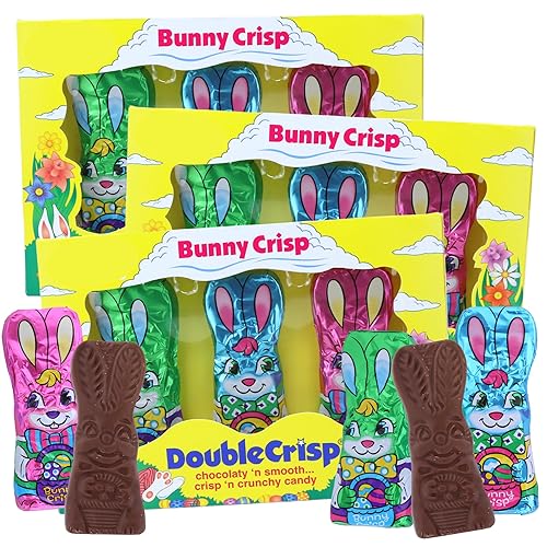 Milk Chocolate Flavored Easter Bunny Crisps, Individually Foil Wrapped, Basket Stuffer Candy, 3 Ounces (Pack of 3)