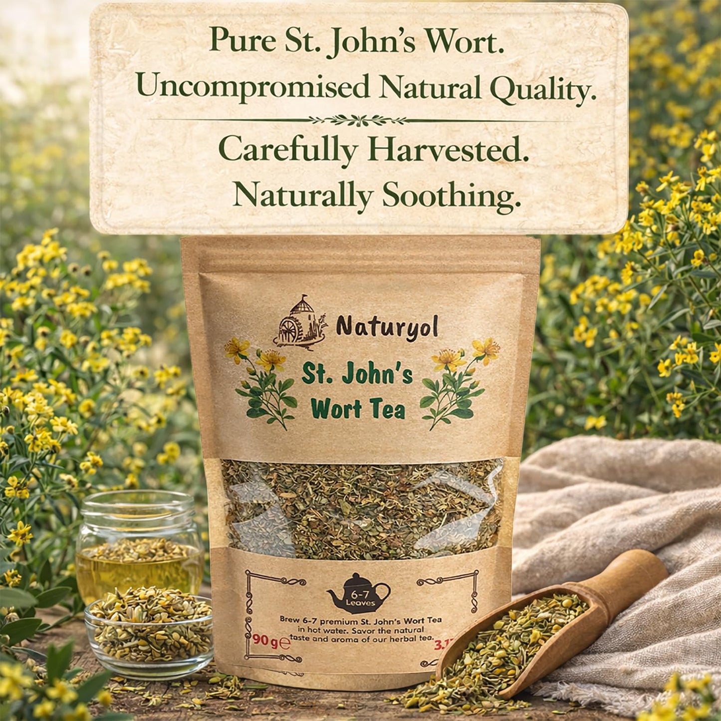 Naturyol St Johns Wort Tea,St Johns Wort Tea, Premium Dried Hypericum Perforatum (Loose Leaf), Naturally Caffeine-Free Herbal Tea,Pure, Clean