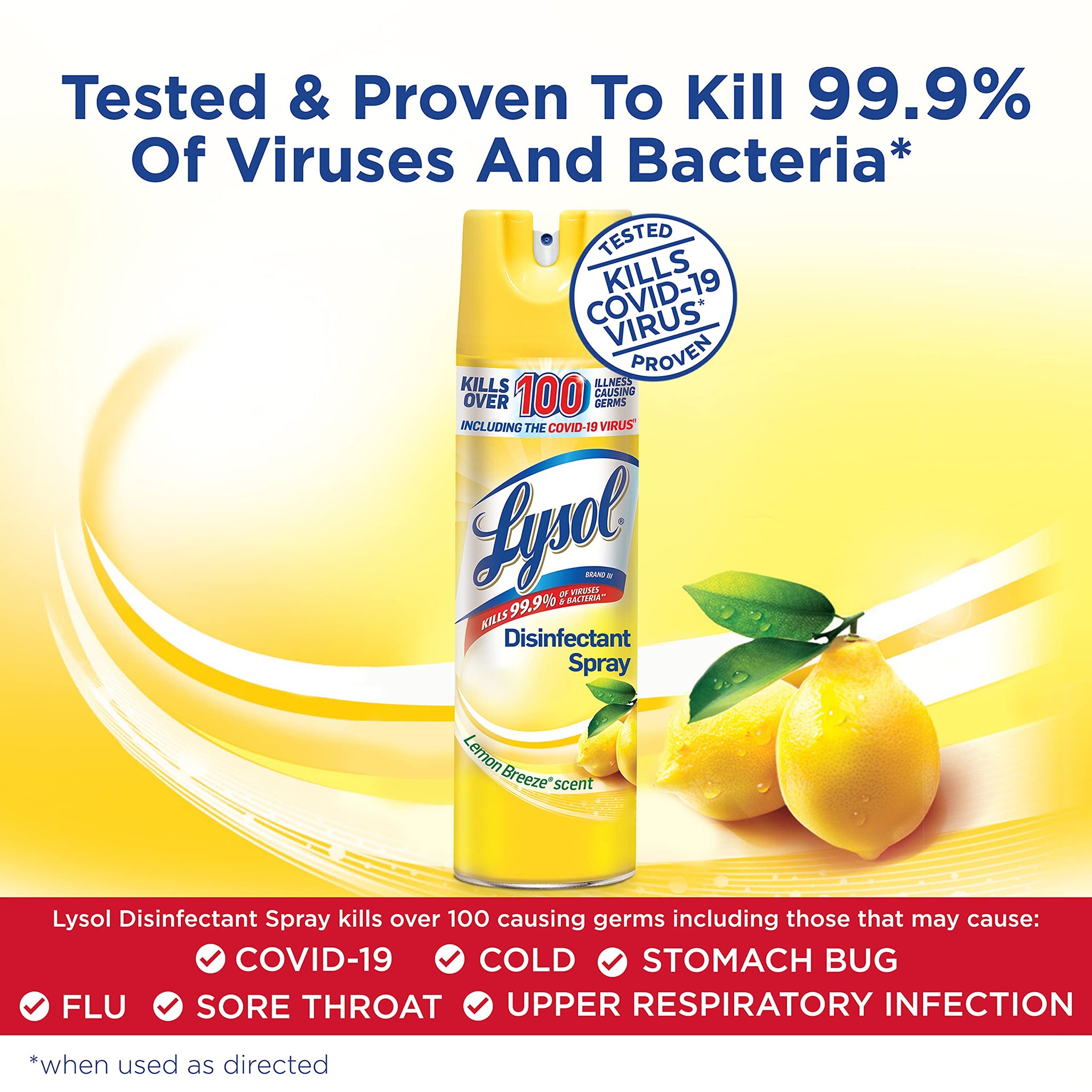 Lysol Disinfectant Spray, Lemon Breeze, 19 fl oz (Pack of 3)