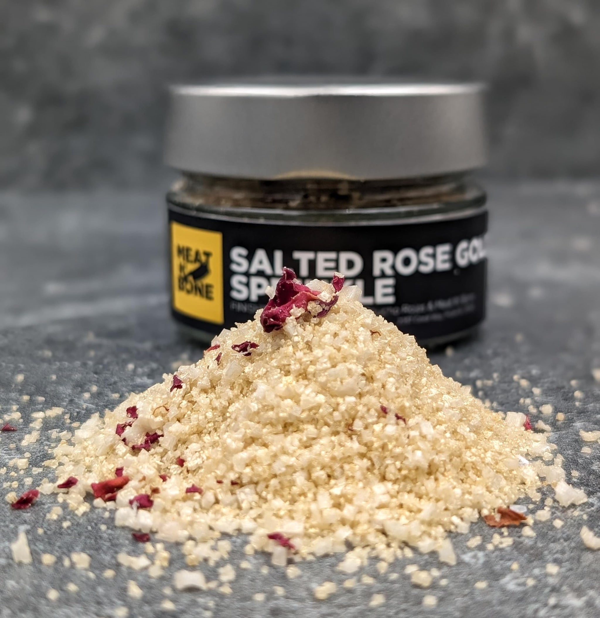 Salted Rose Gold Sprinkle: Gourmet Finishing Salt with a Unique Blend Of Three Exceptional Components: Dried Roses, Gold powder, & Fleur De Sel, Crisp