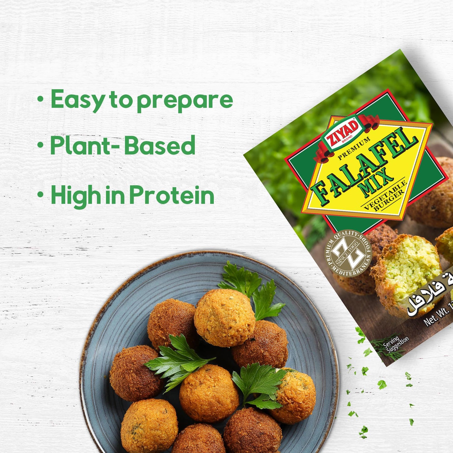 Ziyad Falafel Dry Mix - 12 oz Gluten-Free, Vegan, Non-GMO, No Additives, No Preservatives - Vegan/Vegetarian Spice Mix with Minced Onion, Garlic, Sesame - Great for Making Veggie Burgers and Snacks