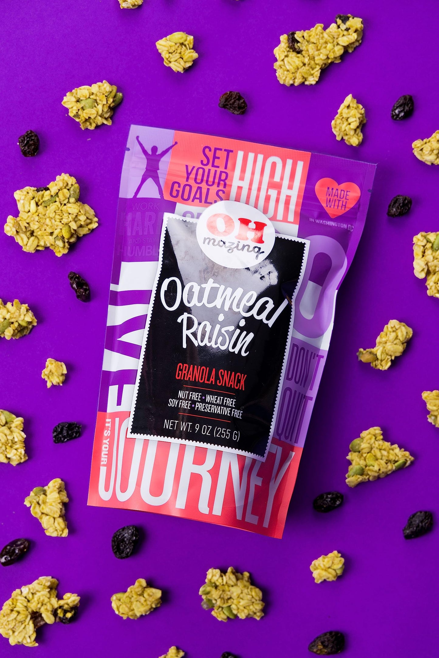 Oh-Mazing Granola Snack, Gluten-Free, Nut-free, No Soy, No Preservatives, Small Batch, 3 Count, 9 oz Bags (Oatmeal Raisin)