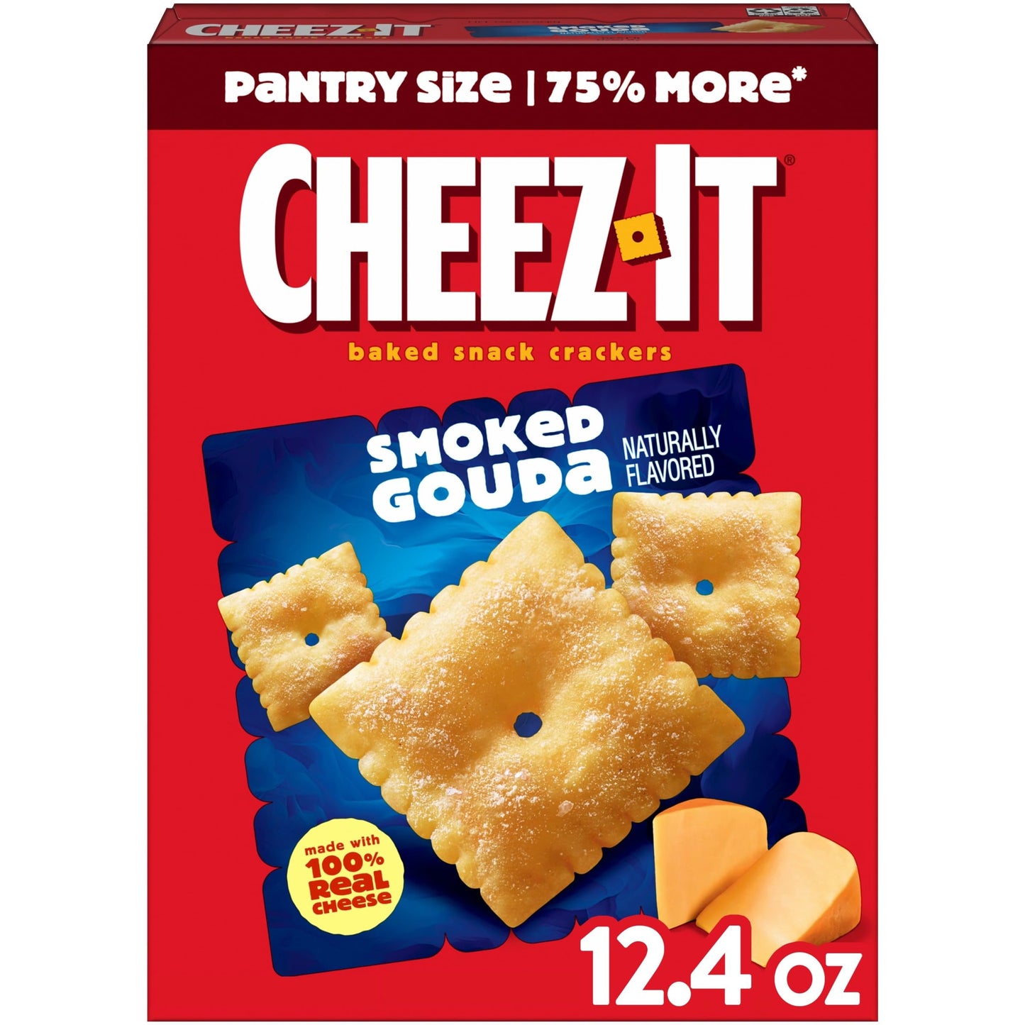 Cheez-It Baked Snack Crackers, Lunch Snacks, Smoked Gouda, 12.4oz Box (1 Box)