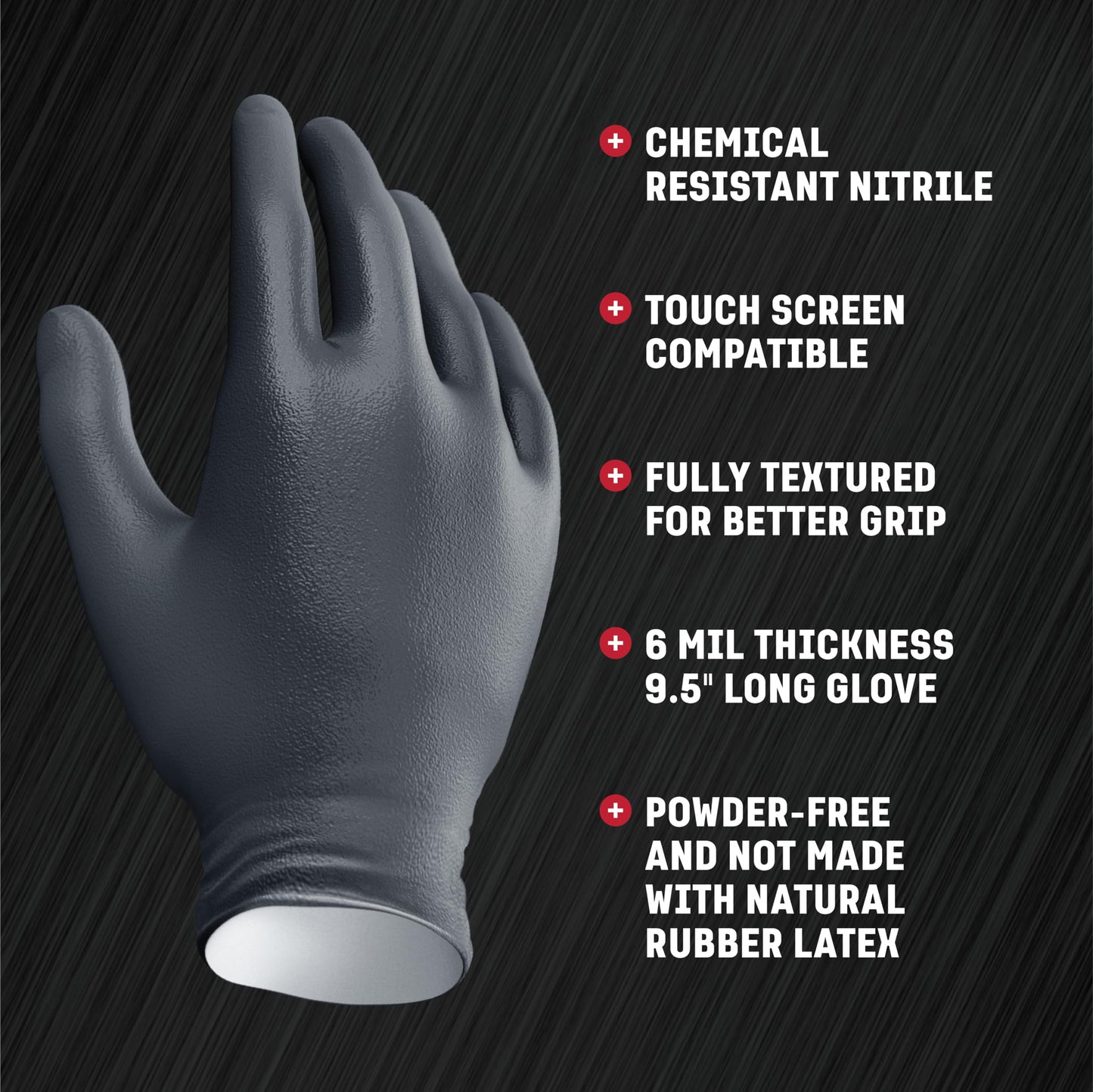 Venom Steel Industrial Nitrile Gloves, Chemical Resistant Disposable Black Gloves, Latex-Free, Powder-Free, Textured Grip, Heavy Duty Two-Layer