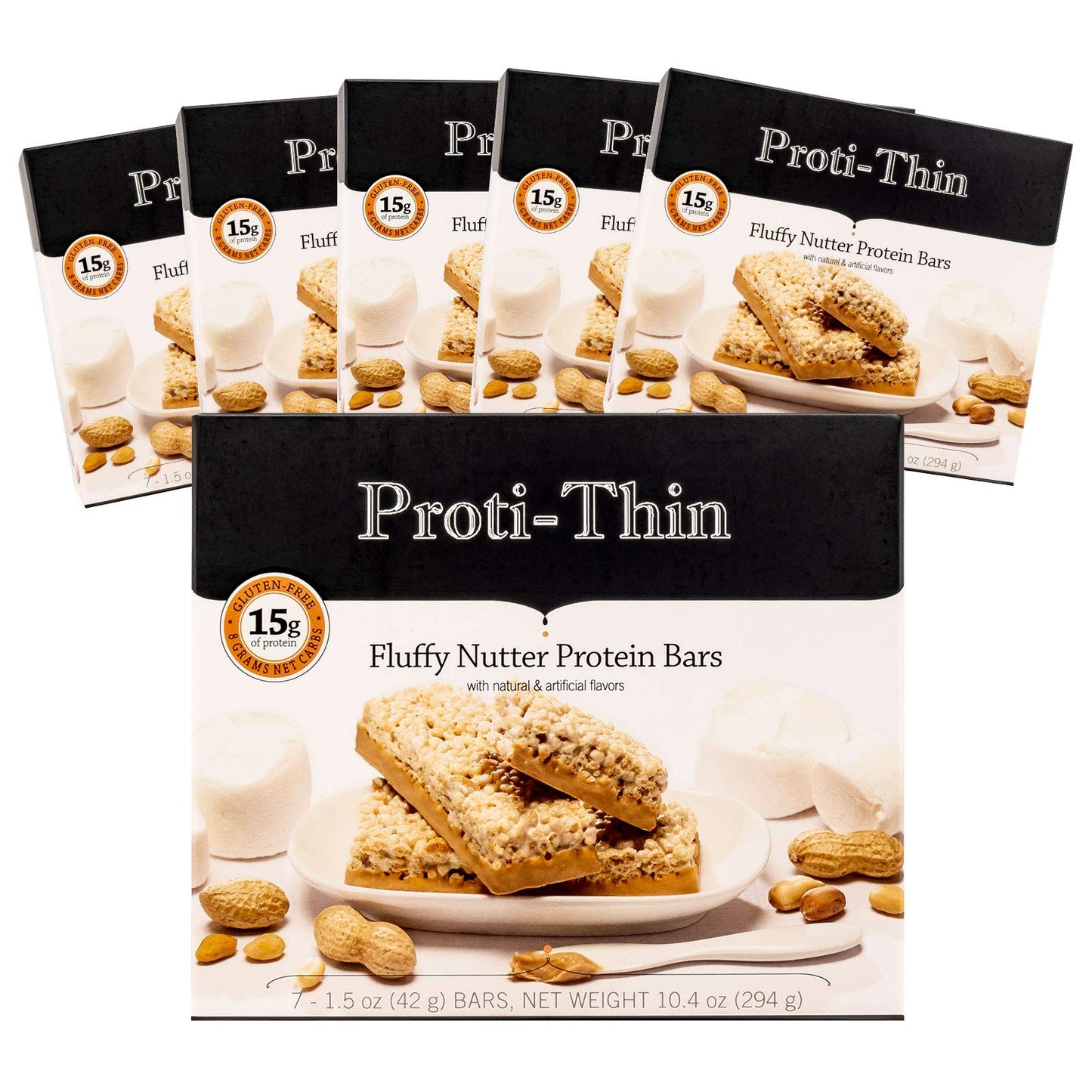 Proti-Thin Fluffy Nutter Protein Bar, 15g Protein, Low Carb Diet Bar, High Fiber Snack Bar, KETO Friendly, Ideal Protein Compatible, Gluten Free, 7