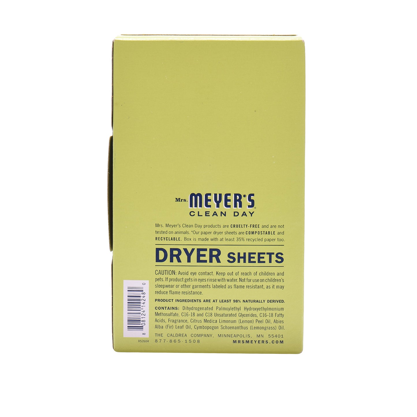Mrs. Meyer's Clean Day Dryer Sheets, 80 Count (Lemon Verbena, Pack - 1)