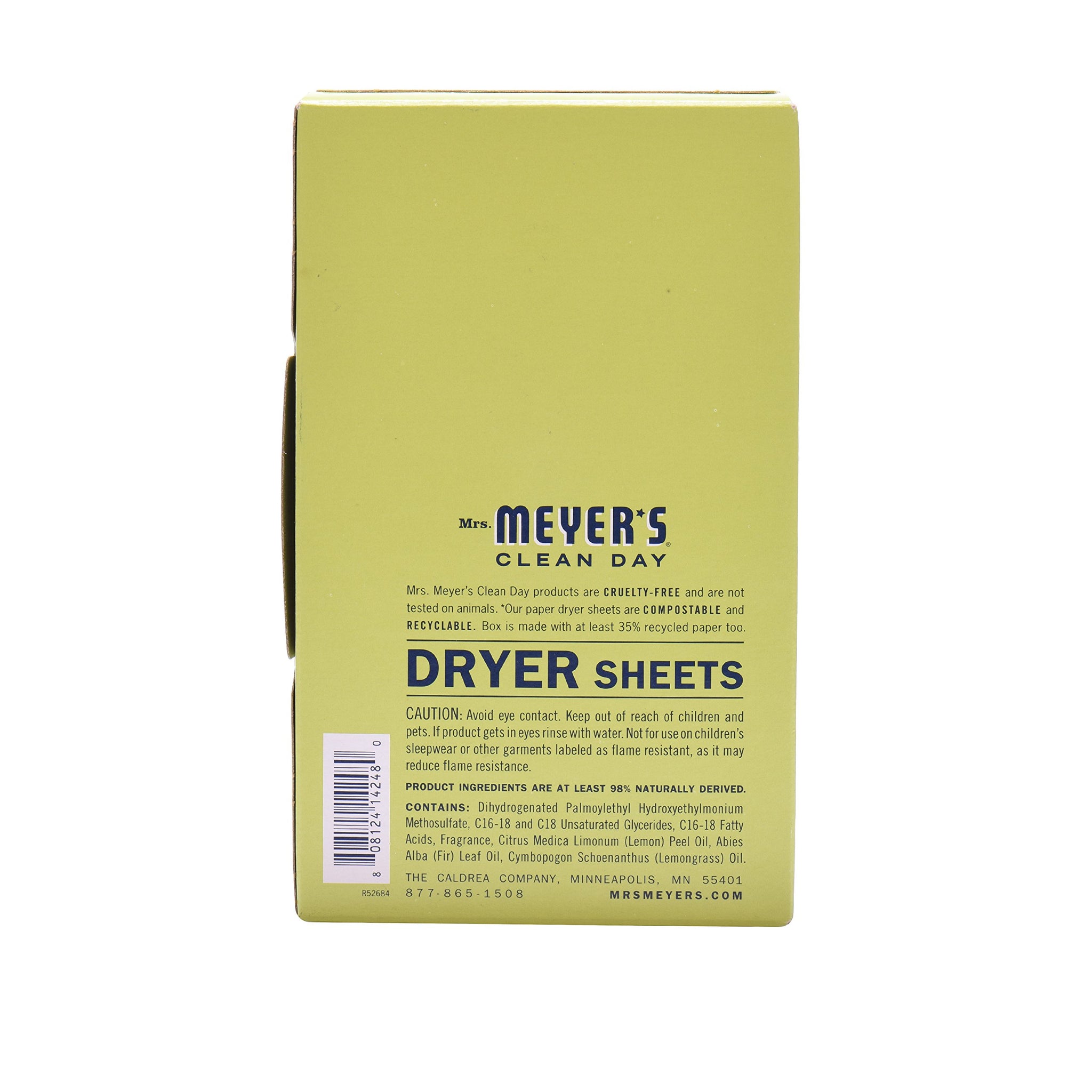 Mrs. Meyer's Clean Day Dryer Sheets, 80 Count (Lemon Verbena, Pack - 1)