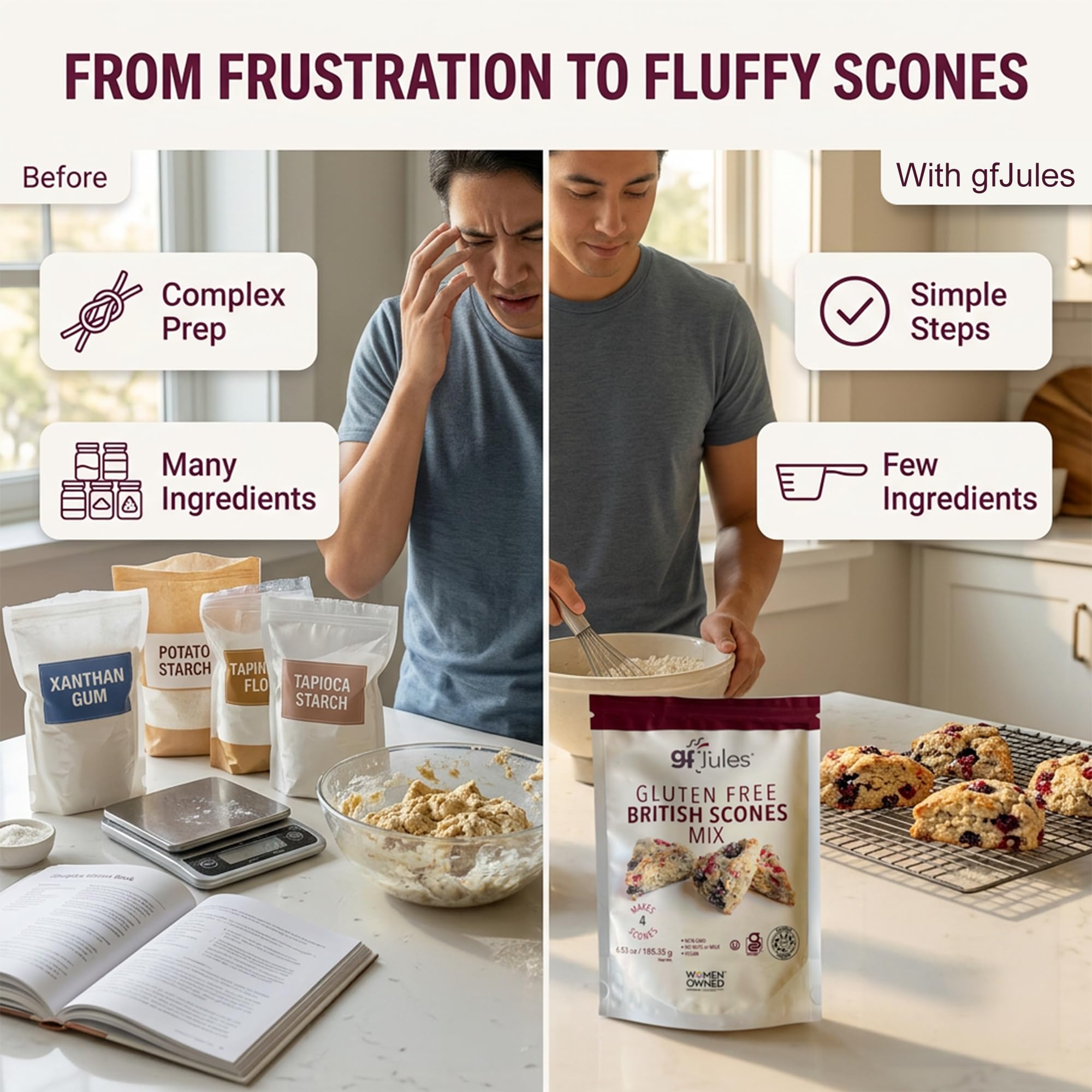 gfJules Gluten-Free Scones Mix, British Style Scone Mix for Breakfast & Tea Time, Easy Homemade Baking Mix, Soft & Tender, 6.5 oz