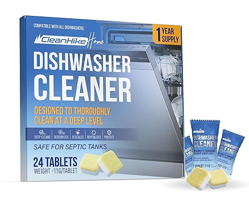 Dishwasher Cleaner Tablets - 24 Pack Dishwasher Cleaner and Deodorizer for Hard Water, Limescale, Calcium Buildup, Grease & Odors - Septic Safe Citric