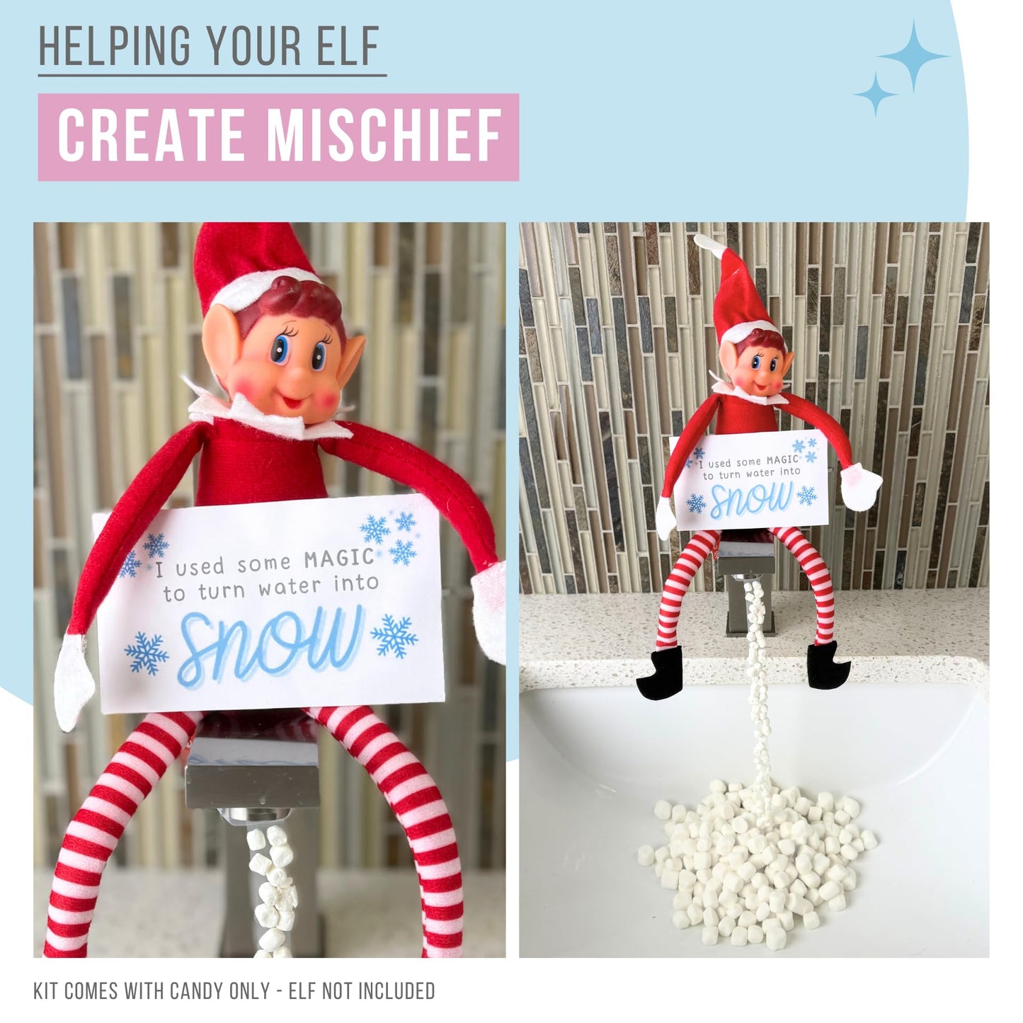 Sweets Indeed Holiday Elf Candy Topper 4-Pack - Marshmellows, Crumblefetti Candy Toppings for Ice Cream, Cupcakes, Hot Cocoa & Cookies | Fun Holiday