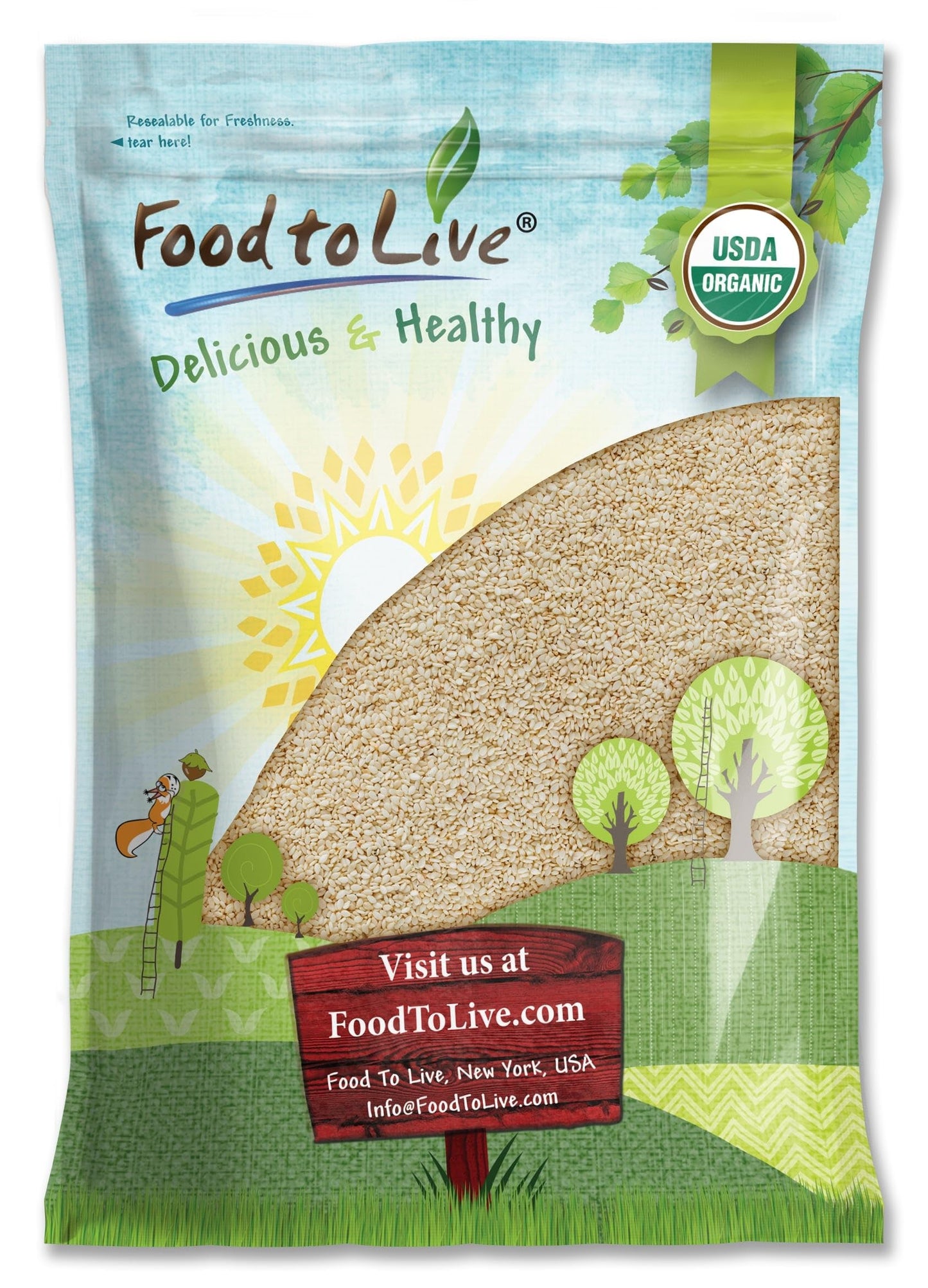 Food to Live Organic Hulled Sesame Seeds, 12 Pounds - Whole Raw White Sesame Seeds, Non-GMO, Kosher, Vegan, Unroasted, Bulk. High in Iron,