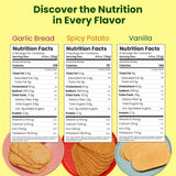 Disc-O Thins Whole Wheat Crackers - Crunchy Roasted Snack, High-Fiber & Low-Fat On-the-go Snack Chips, 88pcs (Variety Pack of 6) - Healthy Travel