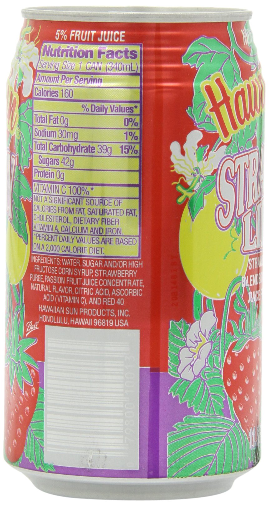 Hawaiian Sun Lilikoi, Strawberry, 11.5-Ounce (Pack of 24)