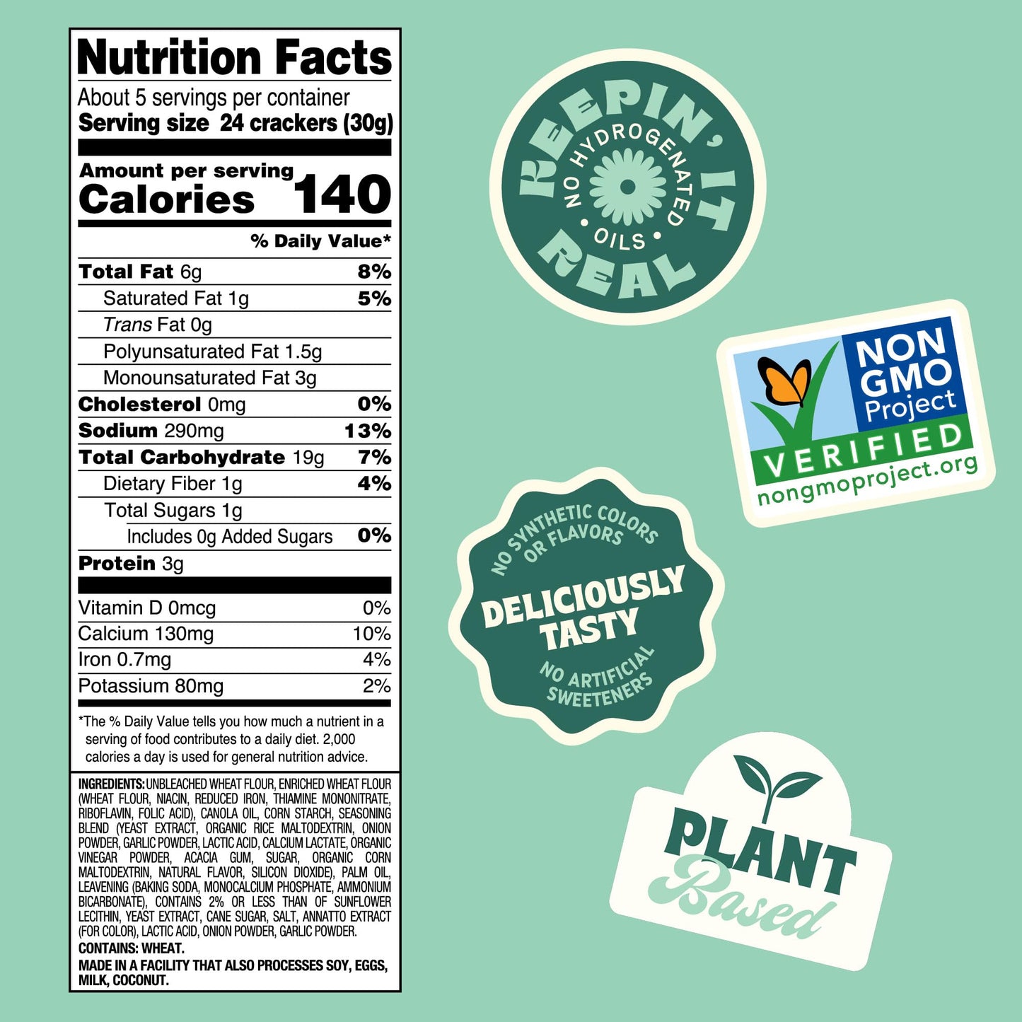 Back to Nature Cheezy Square Crackers, Non-GMO, Plant-Based Cheese Flavored Snack Cracker, Made with Wheat Flour, 5 oz Box