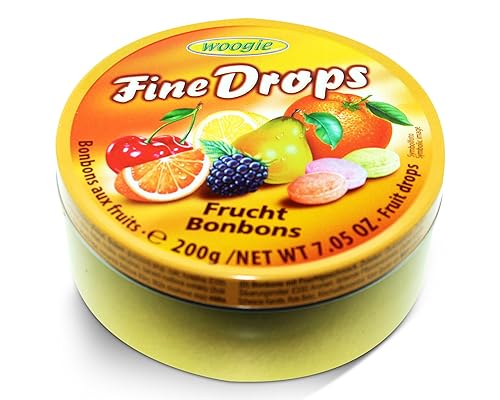 Woogie, German Fine Drops Sanded Mix fruits Candy Tin 200gr (Früchtemixgeschmack) (4 pcs)