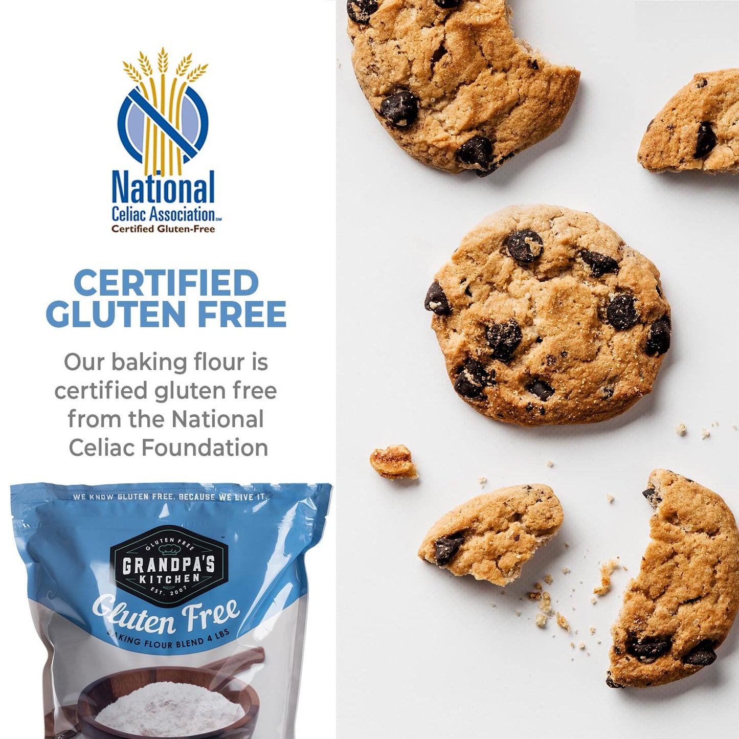Grandpa's Kitchen Gluten Free Baking Flour Blend, All Purpose Gluten Free Baking Flour, Made of Potato Starch, Rice Flour, Sorghum Flour, Tapioca