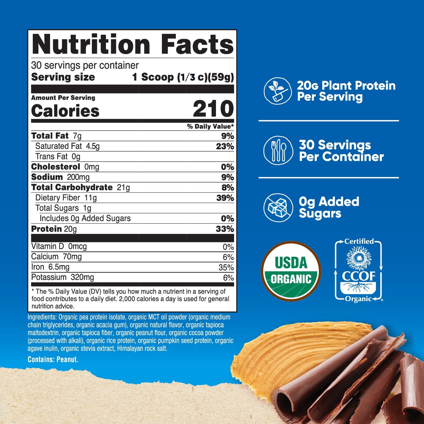 Nutricost Organic Vegan Meal Replacement Shake Powder (Chocolate Peanut Butter) - Certified USDA Organic and Gluten Free