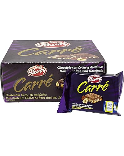 Savoy Carre Milk Chocolate with Hazelnuts - 2 Pack / 16 Count 25 g each display