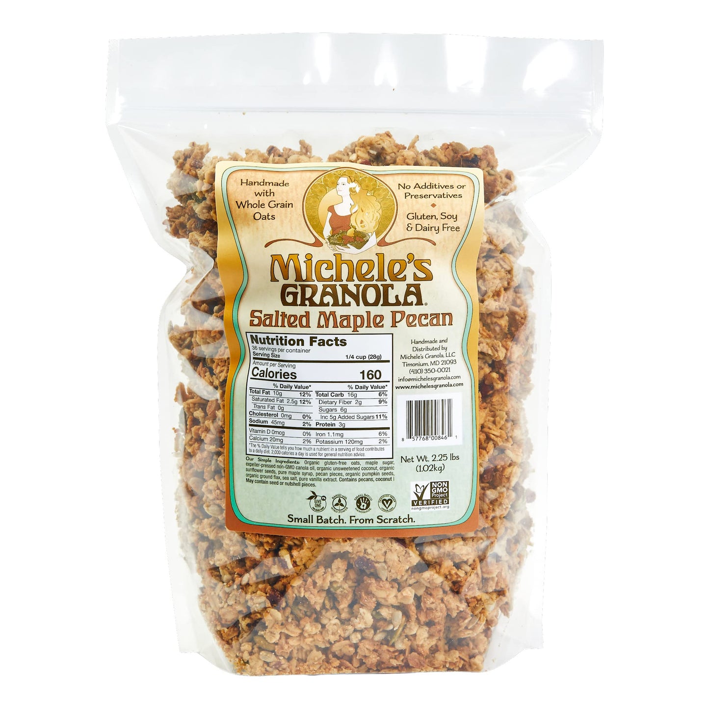 Michele's Granola Salted Maple Pecan, Handmade, Whole Grain, Vegan, Gluten-Free & Non-GMO, 36oz Resealable Bag
