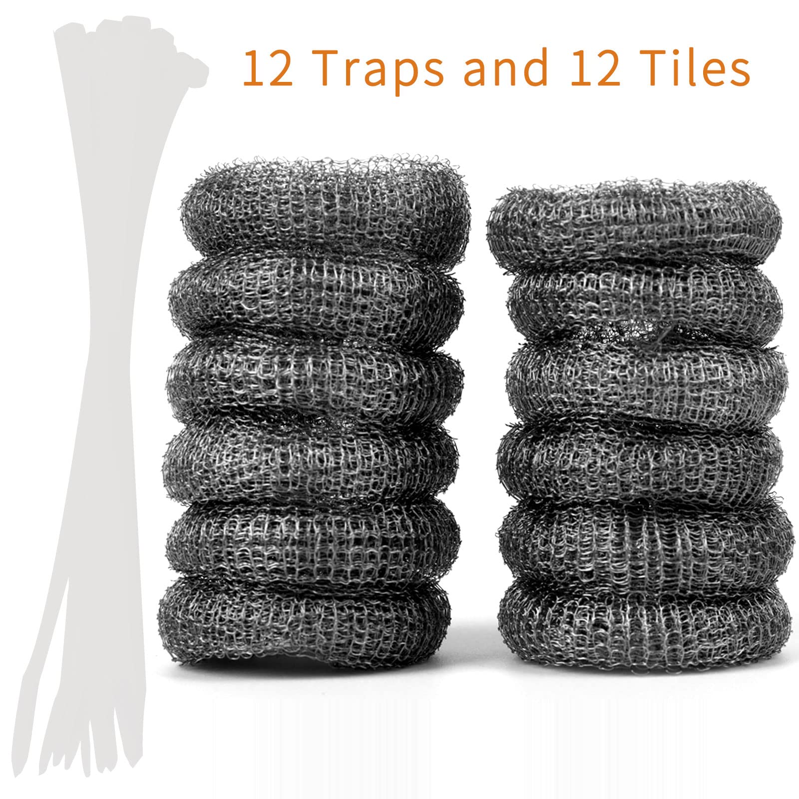 LVYOUIF Stainless Steel Washing Machine Lint Snare Traps, 12 PCS Washer Hose Lint Traps with 12 PCS Cable Ties, Laundry Mesh Washer Sink Drain Hose