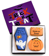 Halloween Cookie Gift Basket, Hand Decorated Vanilla Sugar Cookies Gourmet Dessert Spooky Trick Or Treat Gift Box For Boys Girls Kids Children Adults