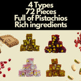 Turkish Delight Mix Classical 72 Piece Cube by BAKIRKAZAN, Turkish Delights Candy 17.6 oz, w/ 4 Flavors: Zereshk, Kadayif, Biscuit,Pomegranate,Halal