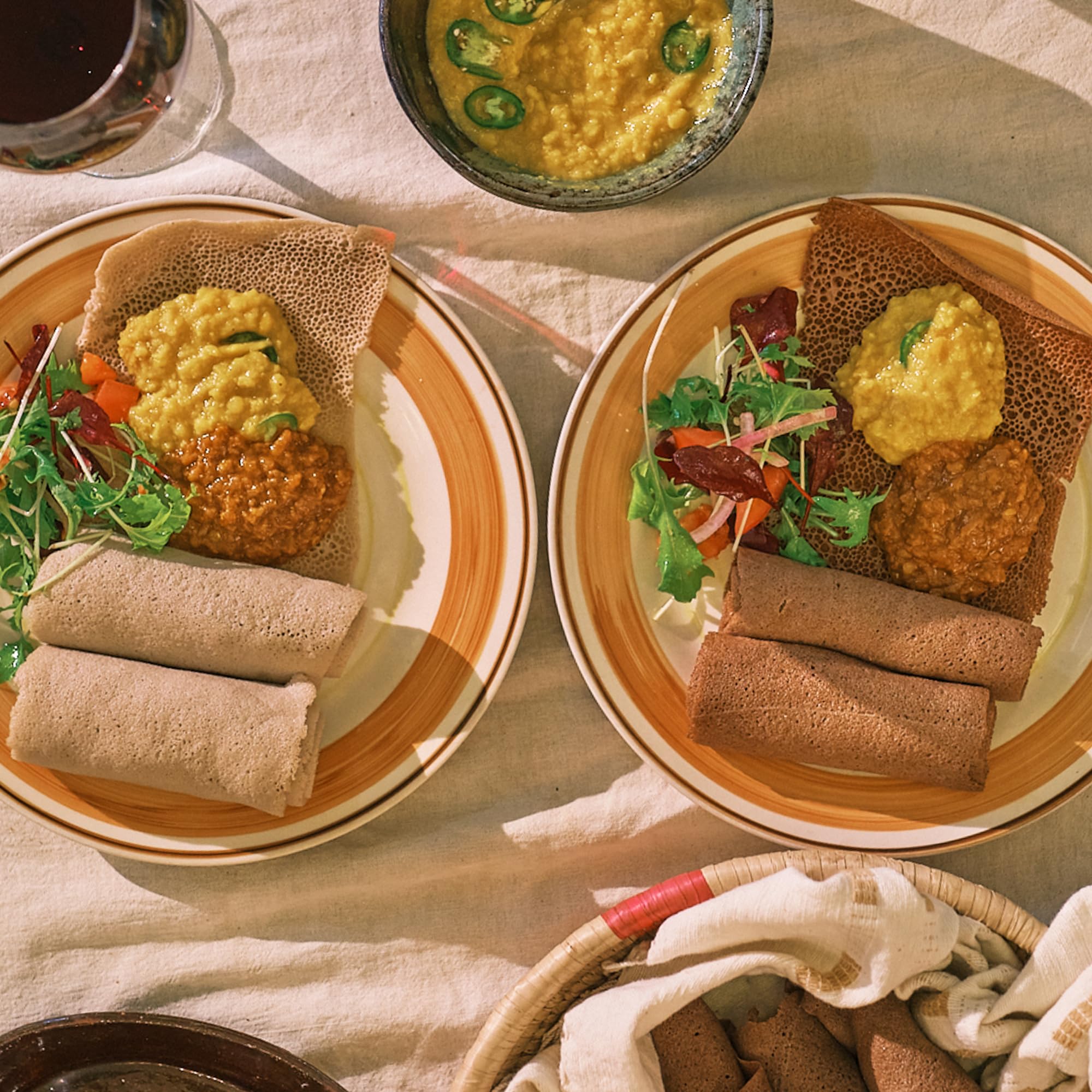 Red Fox Spices Authentic Teff Injera Flatbread - Traditional Ethiopian Fermented Bread Made with Whole Grain Teff Flour, a Naturally Grain - Authentic