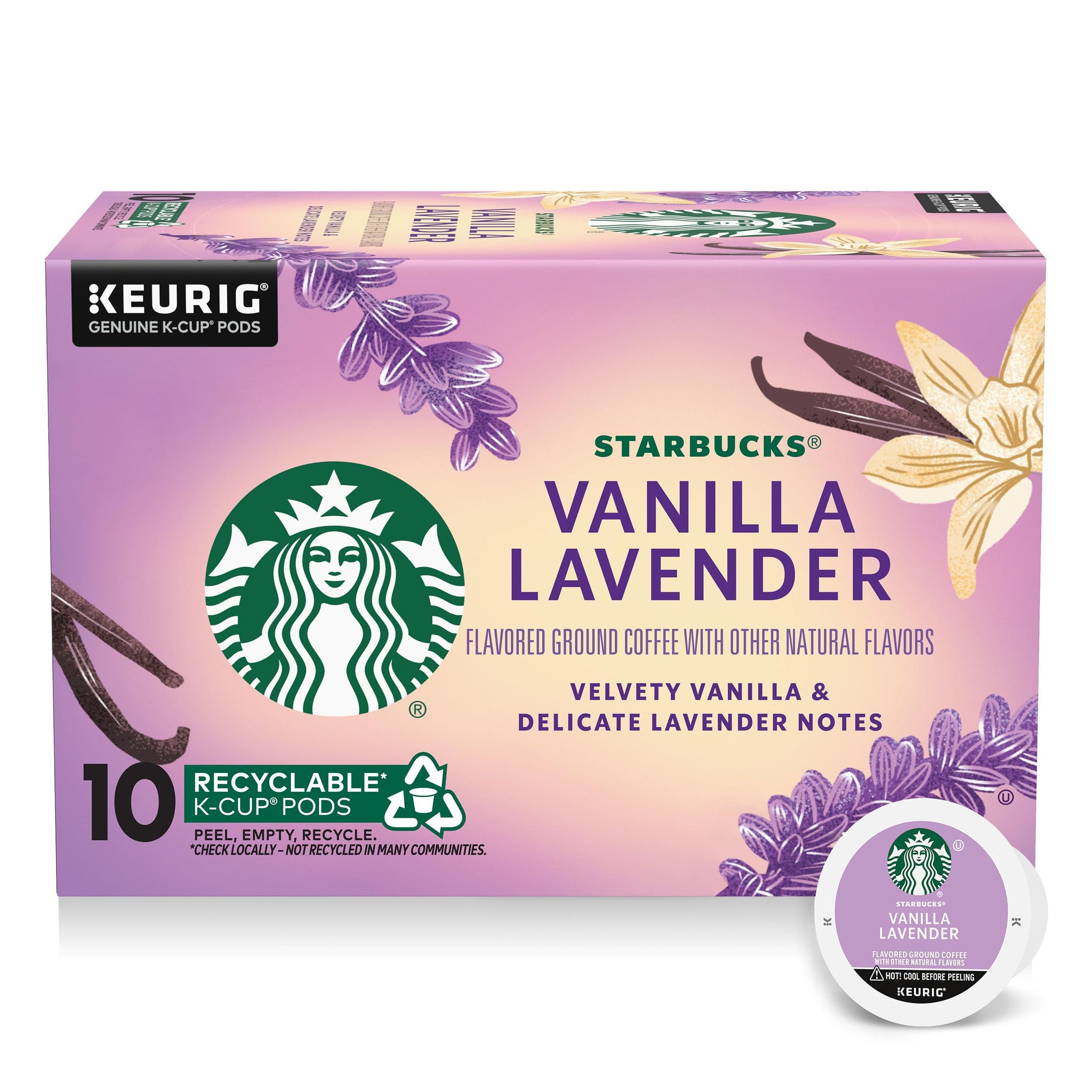 Starbucks K-Cup Coffee Pods, Flavored Hot or Iced Coffee, Vanilla Lavender, 10 Keurig Pods