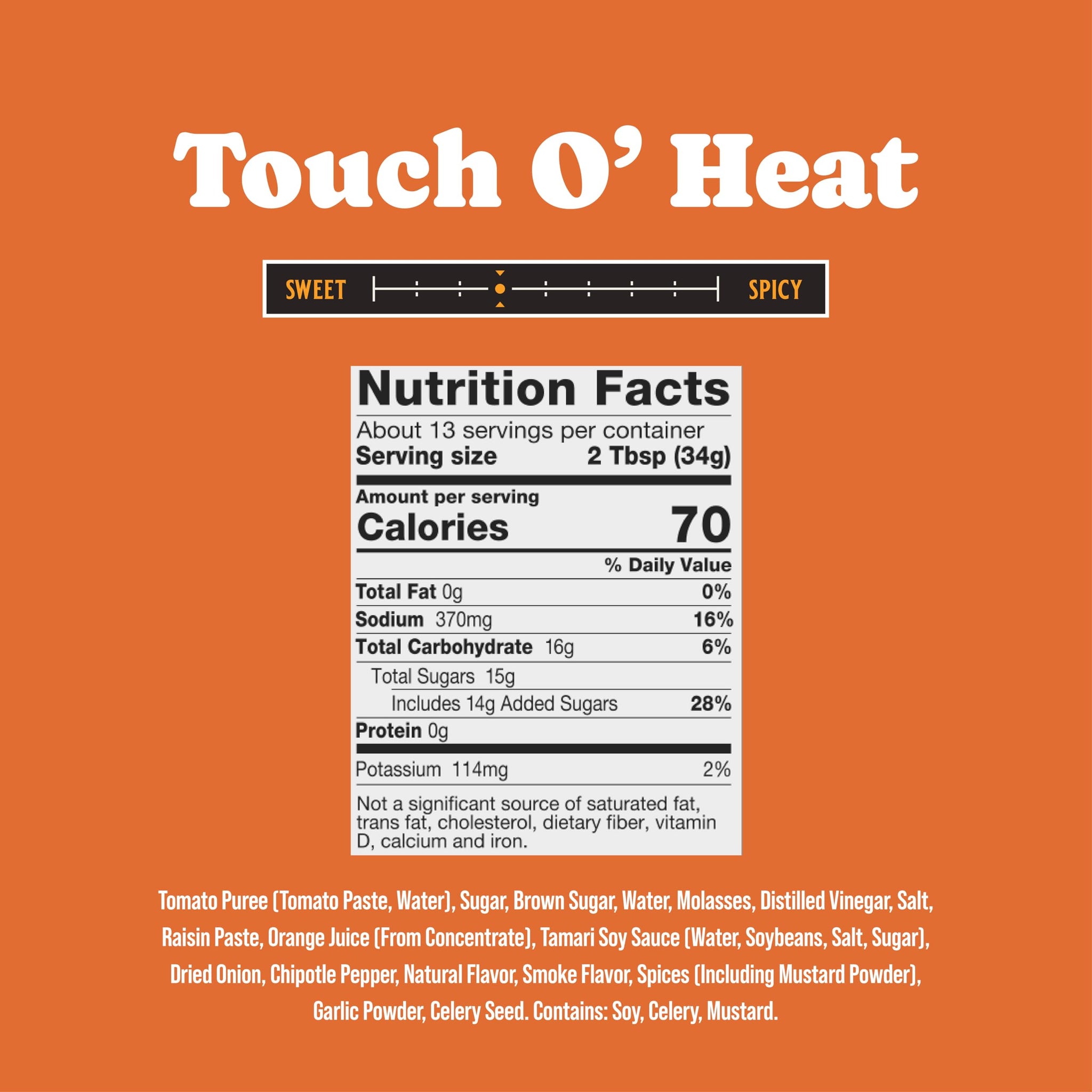 Rufus Teague Touch O' Heat BBQ Sauce, Flip Top Squeeze Bottle, 15.2 oz