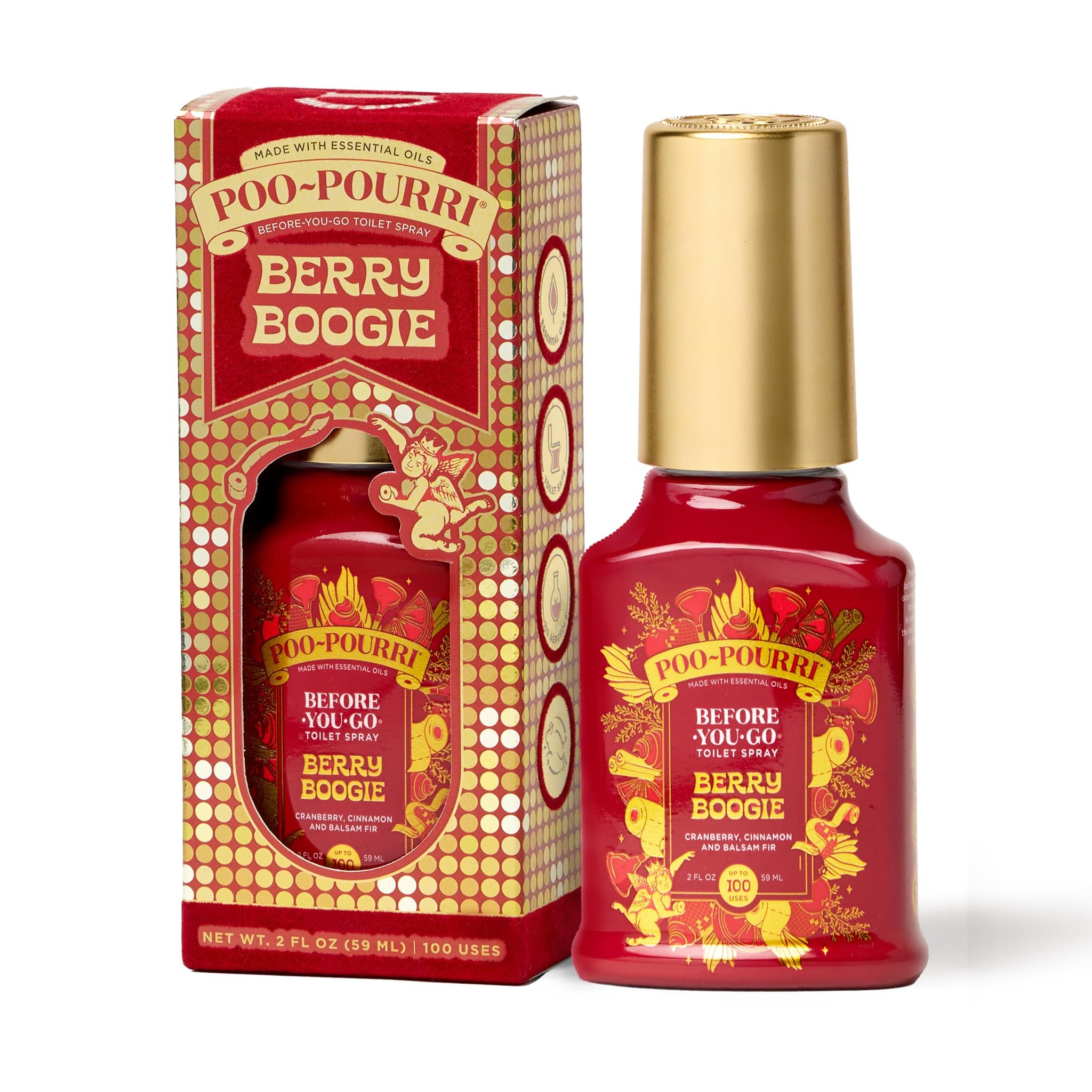Poo-Pourri Holiday Before-You-Go Toilet Spray, Berry Boogie, 2 Fl Oz - Cranberry, Cinnamon and Balsam Fir