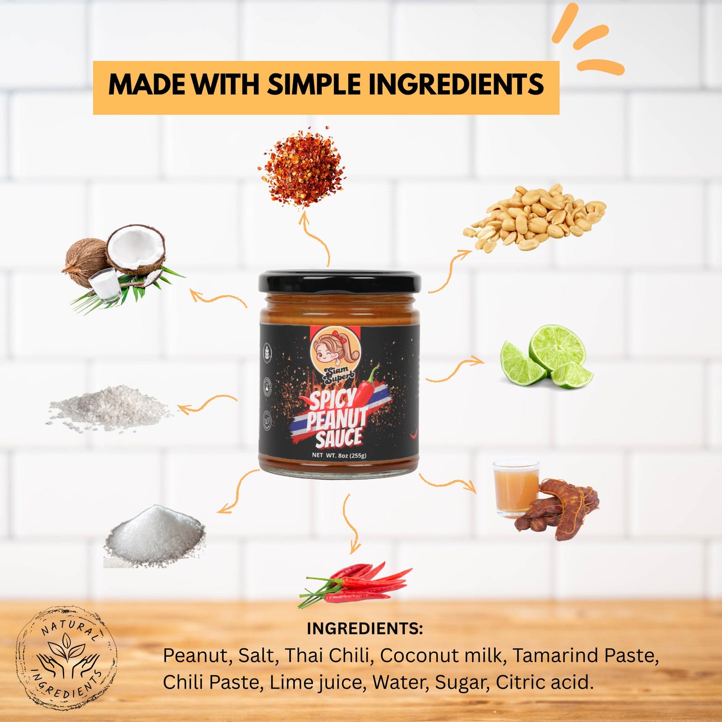 Siam Superb, Spicy Peanut Sauce - Perfect for Noodles, Meats, Rice Seasoning, Dipping, All Purpose Seasoning and Stir Fry Sauce, Marinade, Gluten