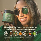 Fun Earth Matcha Mushroom Latte, Ceremonial Grade Matcha Blended with Lion’s Mane, Chaga and Cordyceps - Vanilla Strawberry Flavor for Smooth Energy