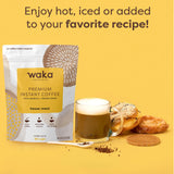 Waka Premium Instant Coffee Pouches - 100% Arabica Freeze Dried Beans - For Hot or Iced Coffee (8 Ounces, House Roast)