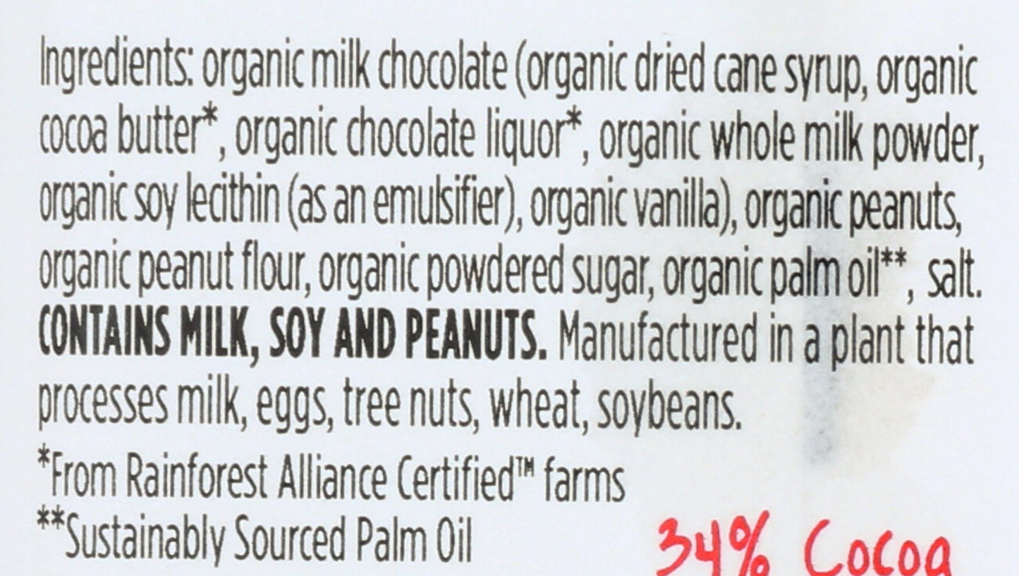 Moo Chocolate Organic Mini Milk Chocolate Peanut Butter Bar, 0.7 OZ