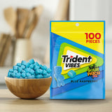 Trident Vibes SOUR PATCH KIDS Blue Raspberry Sugar Free Gum, Resealable Pouch, Pack of 1 (100 Pieces)